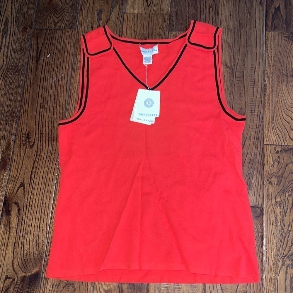 Doncaster Red Knit Sleeves Blouse Top Size XL